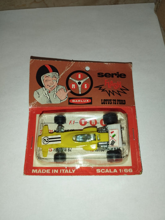 Modellino Lotus 72 Ford
Prodotto Barlux/BMG
Serie Flash
Scala 1:66
Made in Italy