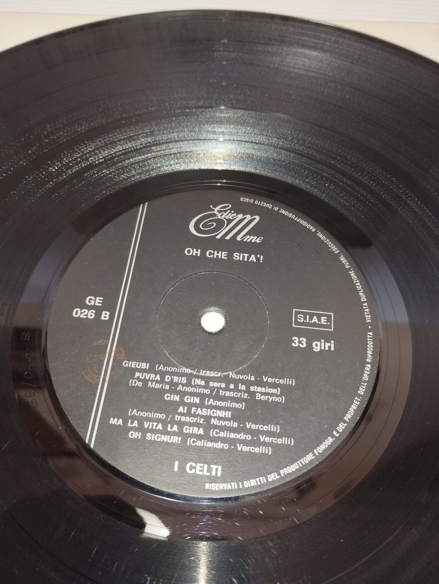 Oh Che Sita'! I Celti LP 33 Giri
Edito nel 1971 da Ediemme Cod.GE026