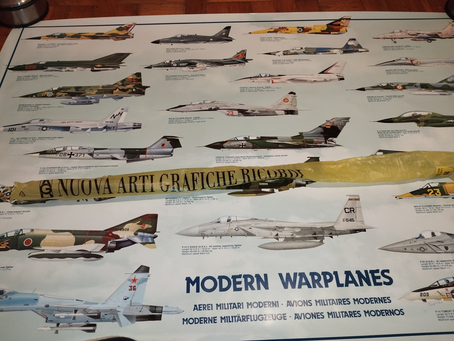 Poster Aerei Militari Moderni Nuova Arti Grafiche Ricordi
Anni 90
Dimensioni 99X69 cm