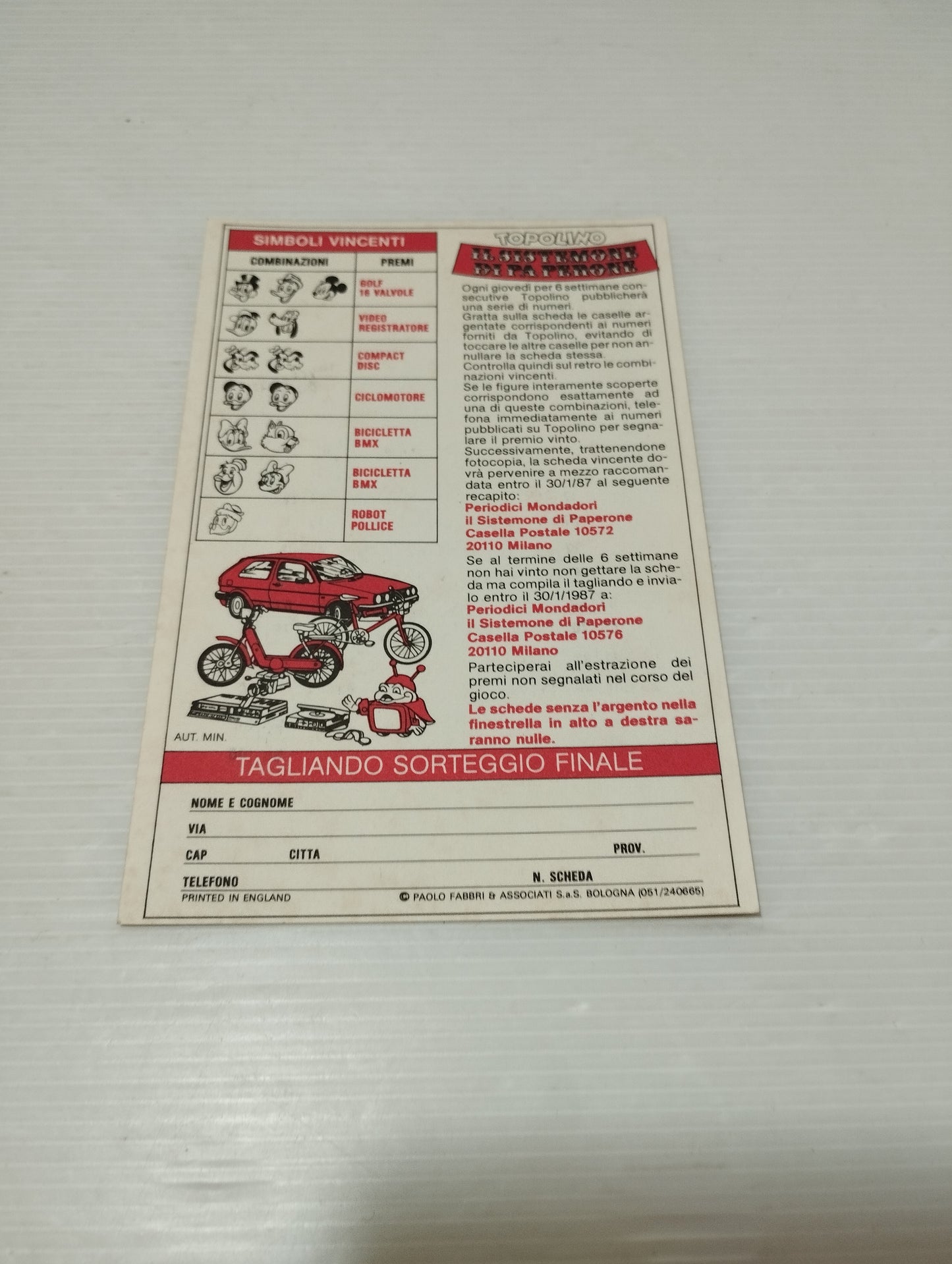 Topolino Scheda Il Sistemone Di Paperone