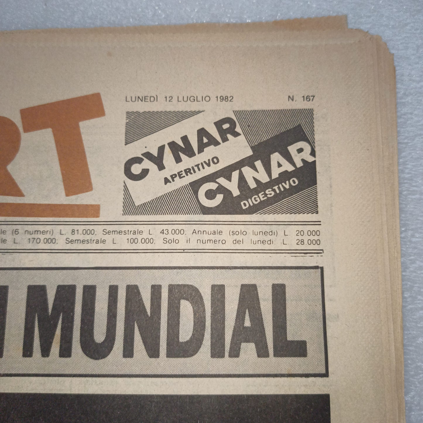 Tuttosport Grazie Campionissimi Mondiali Calcio Spagna 1982
Copia originale del Lunedì 12 luglio 1982