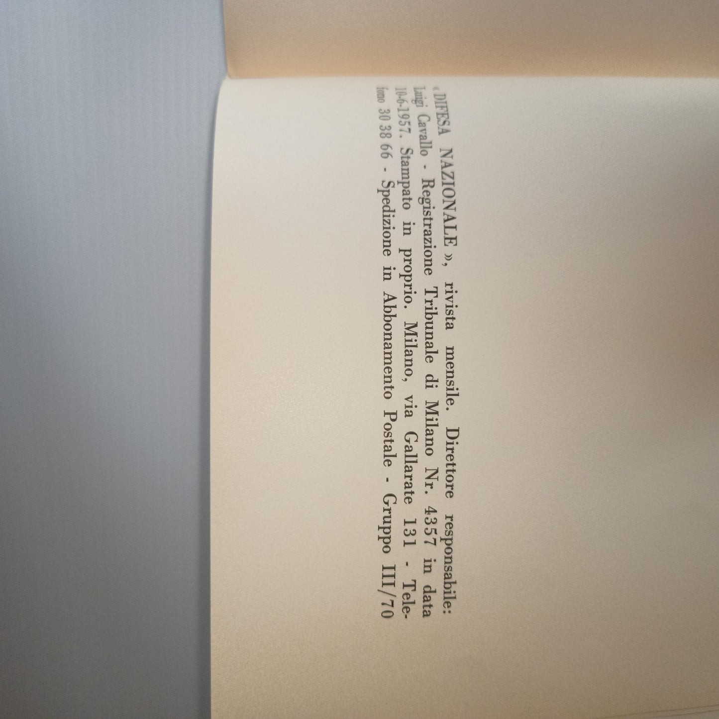 Difesa Nazionale Mensile Anno I Nr.1 Giugno 1974
