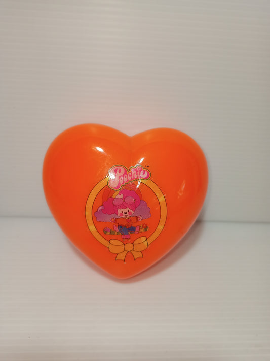Poochie cuore plastica di colore arancione VUOTO, originale 1988