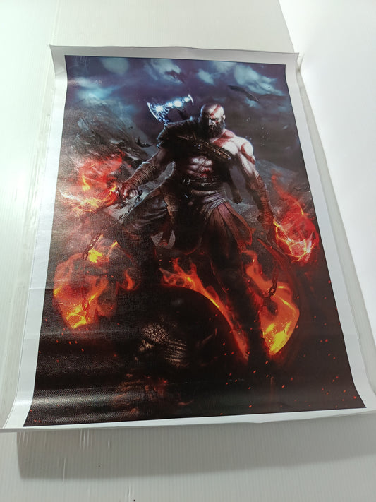 Kratos God Of War Stampa Su Tela misure 48 x 33 Cm circa