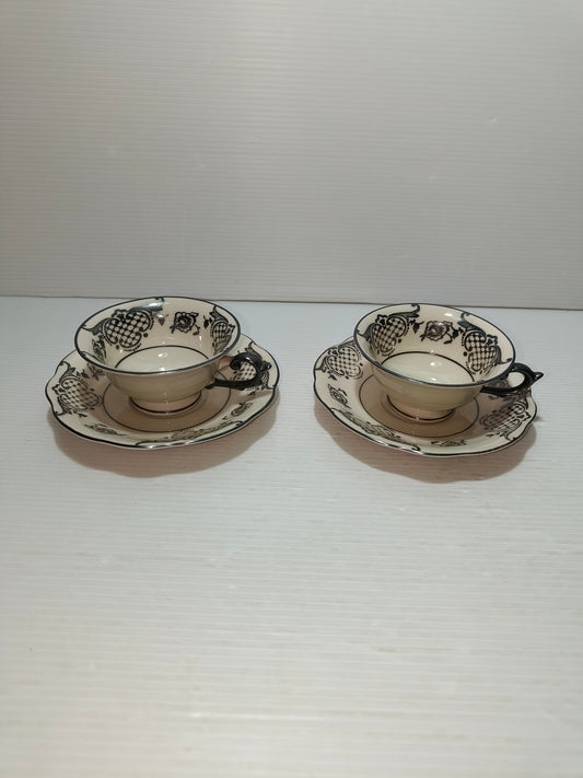 Tazzine antiche da caffè con piattino Bavaria Schwarzenhammer, originale dei primi del '900