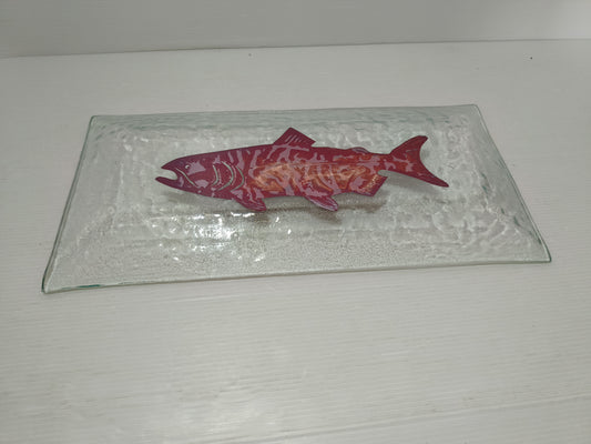 Piatto In Vetro E Rame Con Salmone Rosso Jones Glassworks