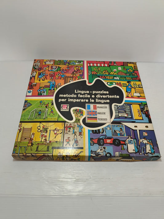 Lingua Puzzle metodo facile e divertente di imparare le lingue
Francese e Inglese
Prodotto negli Anni 70 da AMZ Editrice.