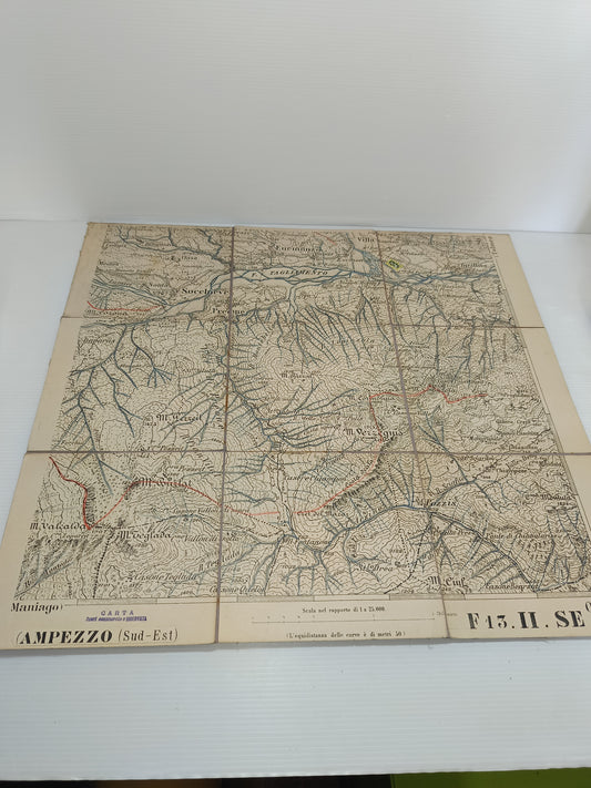 Antica Cartina Telata Ampezzo scala 1:25.000