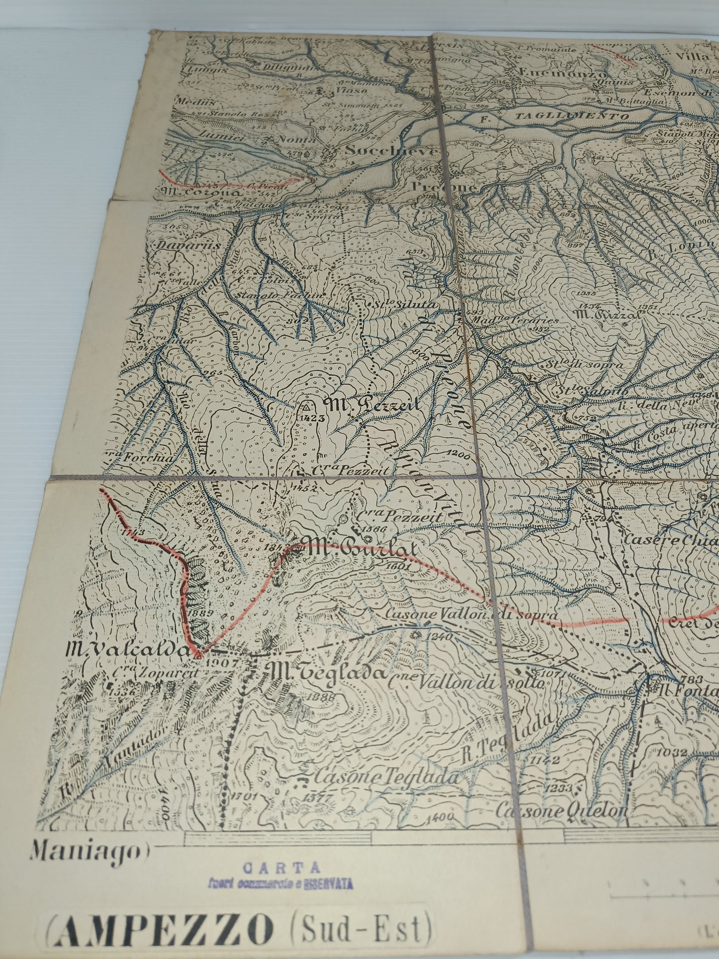 Antica Cartina Telata Ampezzo scala 1:25.000