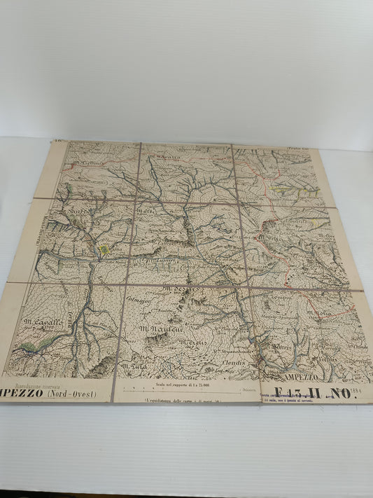 Antica Cartina Telata Ampezzo Nord-Ovest scala 1:25.000
Datata Giugno 1894
