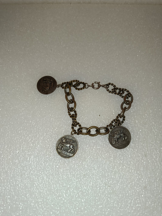 Antico Braccialetto Souvenir Di Venezia In Metallo