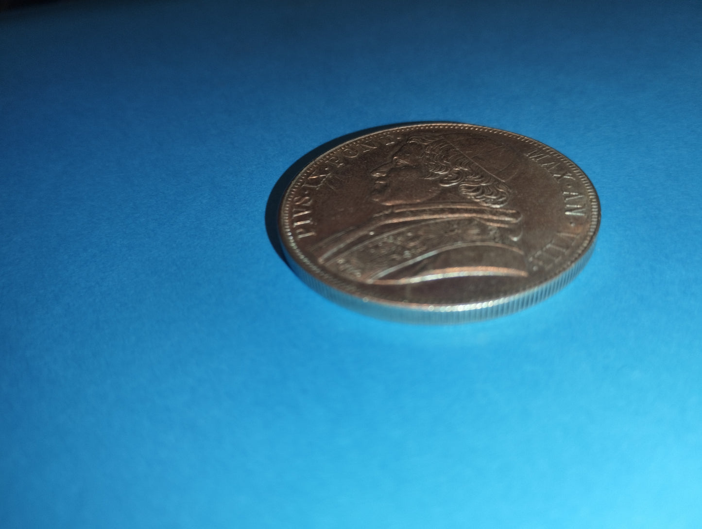 5 LIRE COIN 1870 Papal State Pius IX Recognition