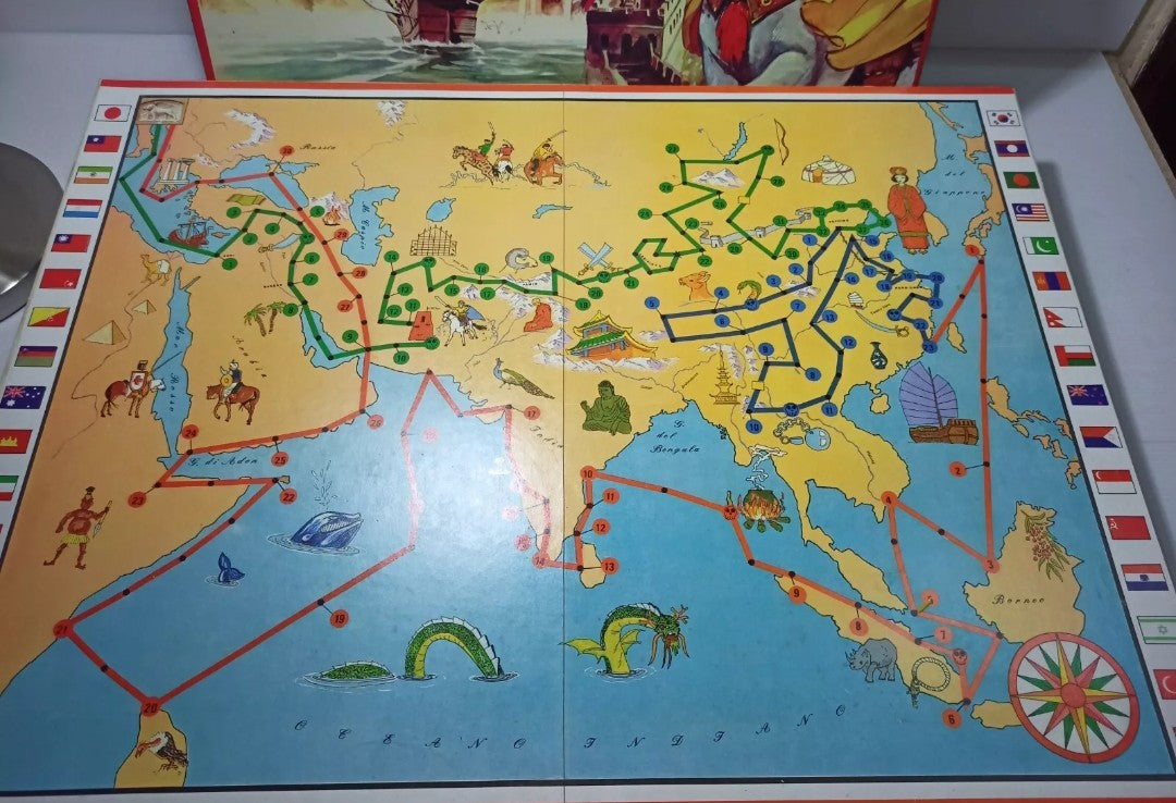Board game Il Gioco delle Meraviglie from Il Milione by Marco Polo, 1970s, sealed
