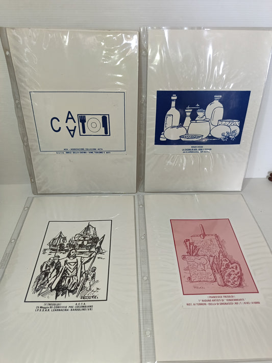 4 Targhe In Plastica Flessibile Su Cartoncino Vintage