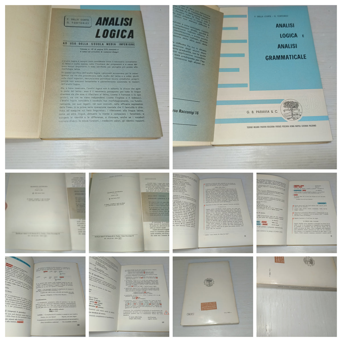 Analisi Logica Della Corte/Tortorici Edito nel 1962 da Paravia
Prima Edizione