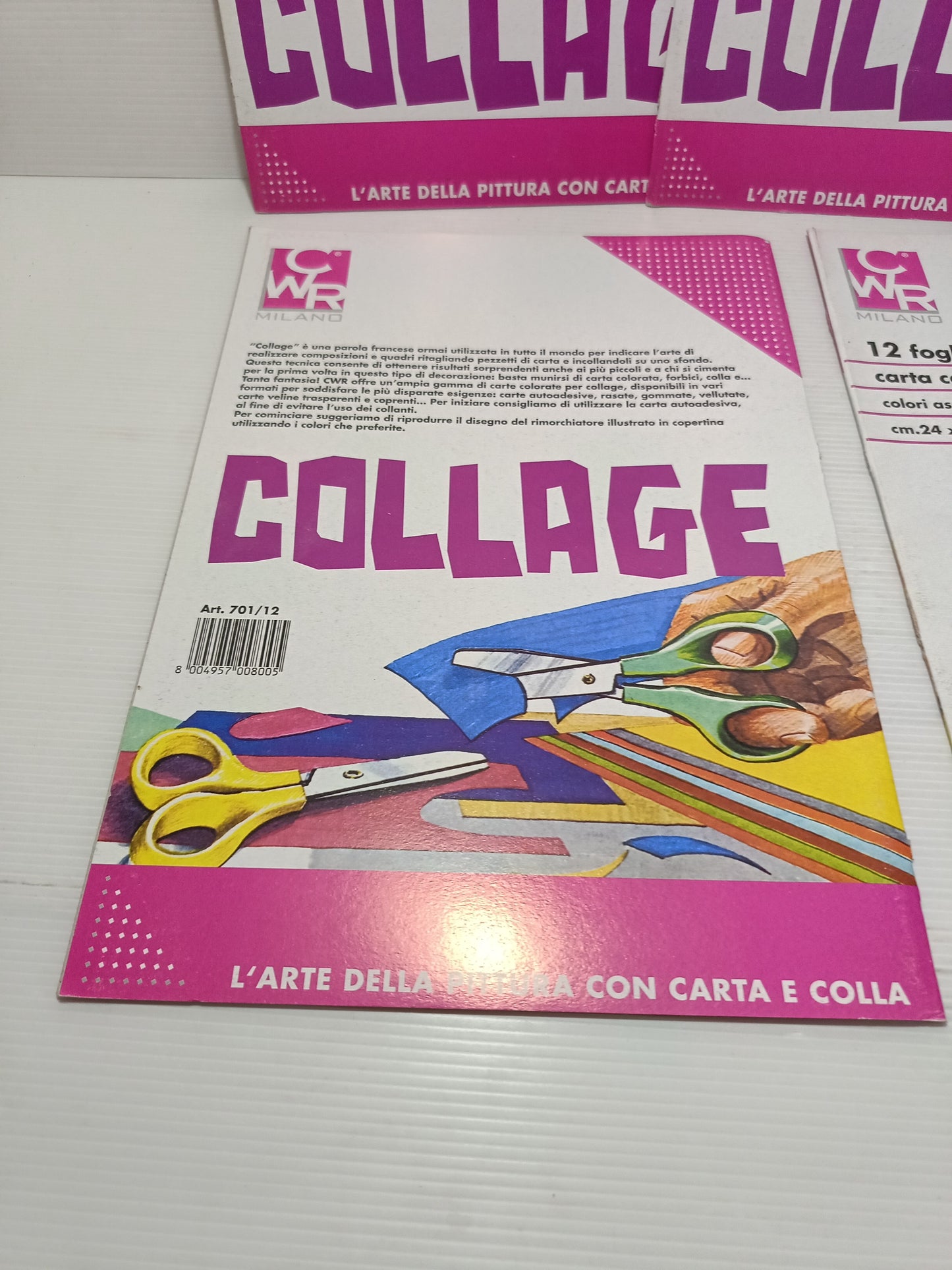 5 Album 12 Fogli Carta Collage Colori Assortiti CWR Milano