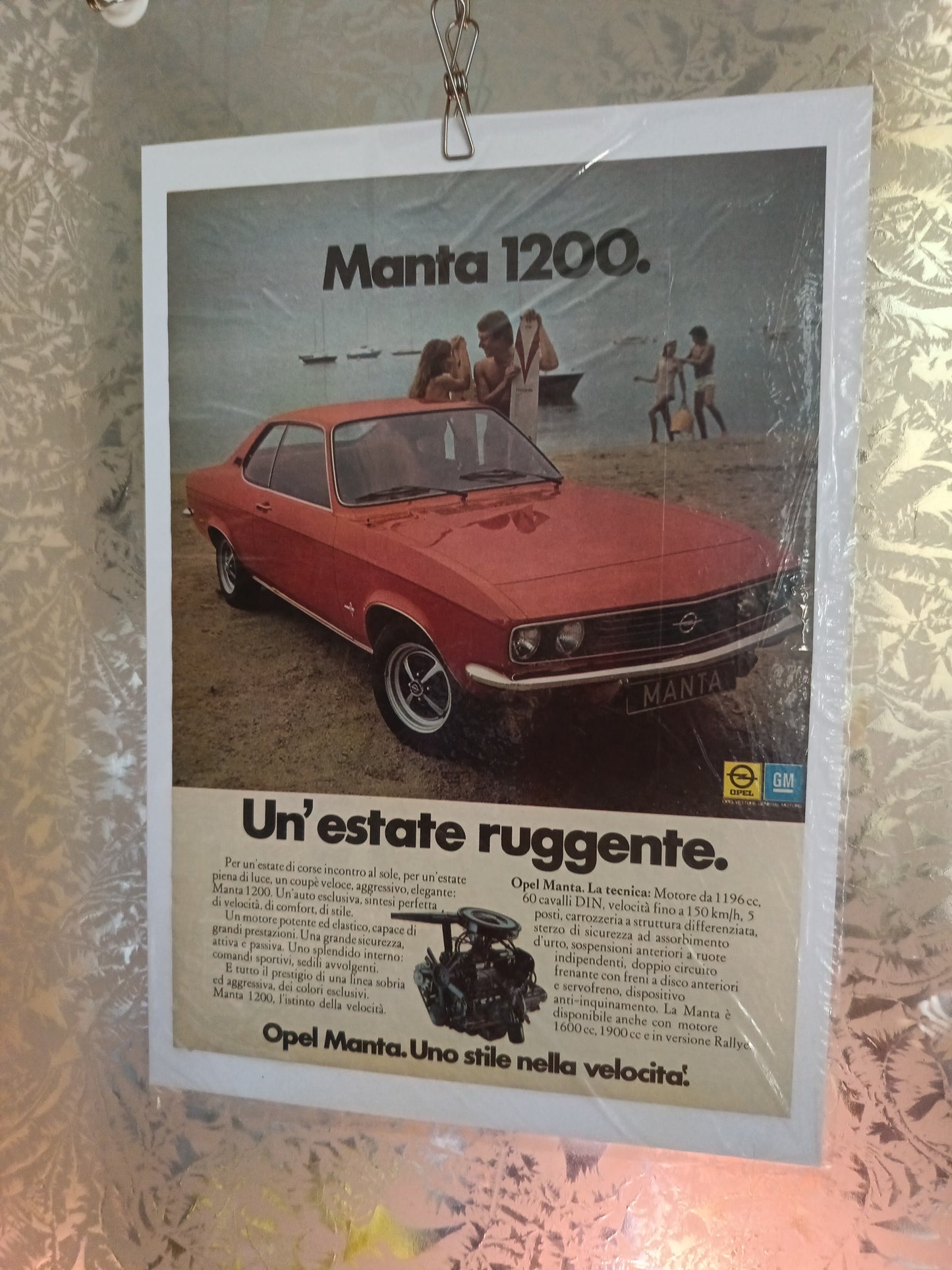Opel Manta Locandina
Rifilata Da Rivista D'epoca Su Cartoncin