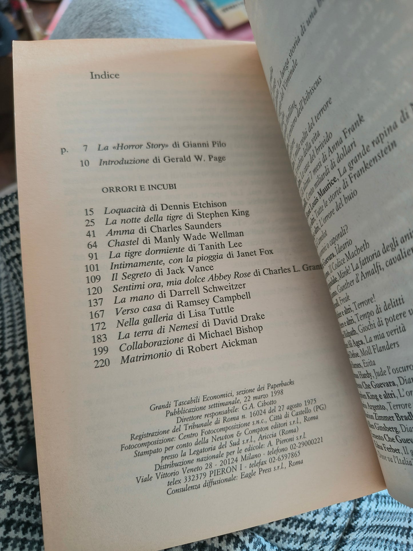 Libro Orrori E Incubi King-Vance-Lee, 1998 LEGGI