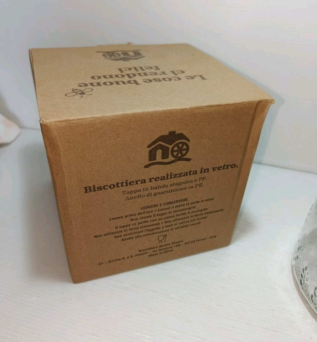 Biscottiera in vetro Mulino Bianco edizione 2022, Nuova