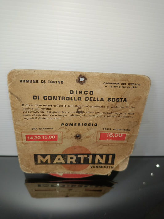 Disco Orario D'epoca Comune Di Torino Martini
Anni 60