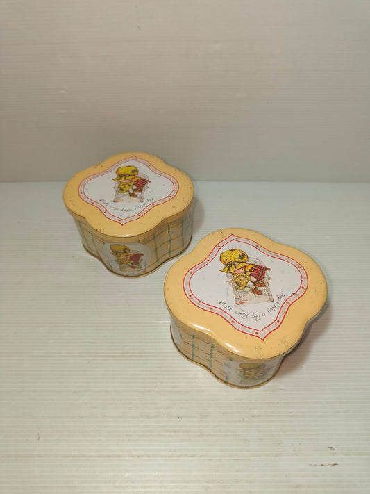 Due piccole scatole in latta Bonnie Bonnets Anni 70