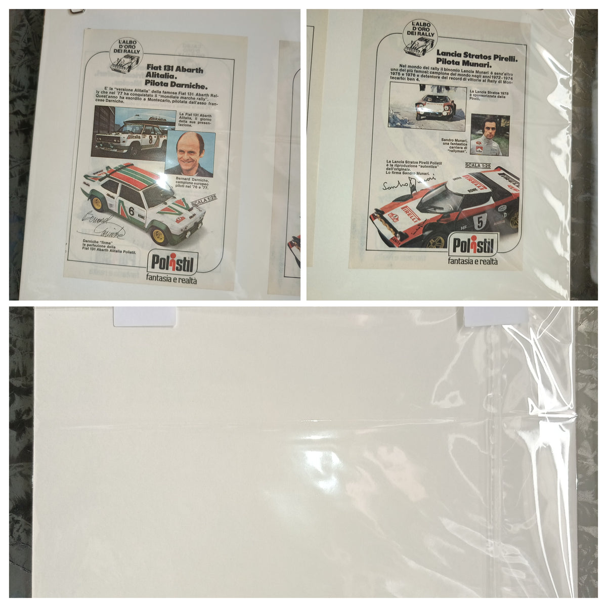 Locandina Polistil Fiat 131 Abarth Alitalia/Lancia Stratos Pirelli
Estratte Da Fumetto Dell'epoca Su Cartoncino