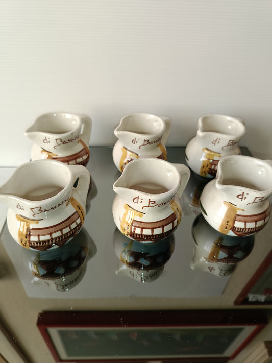 6 Brocchette Souvenir Sul Ponte Di Bassano In Ceramica Vintage