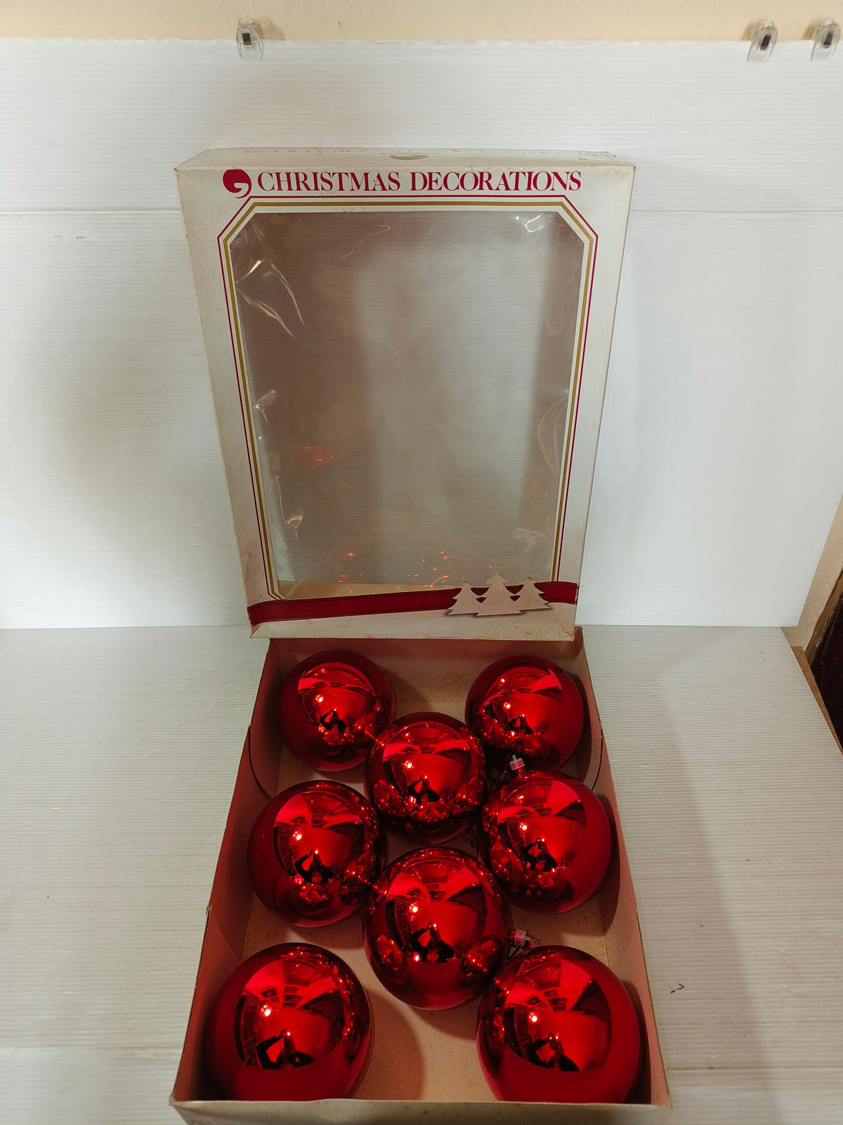 Scatola di 8 palline Natale vintage