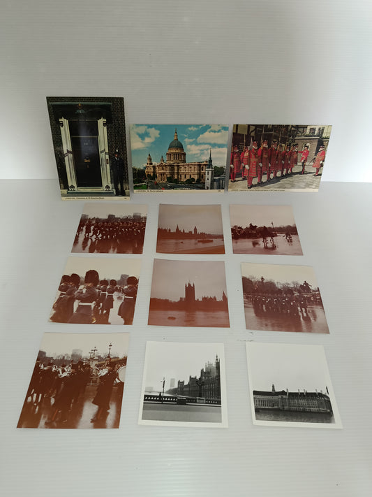 Lotto 3 Cartoline + 9 Foto Londra Vintage