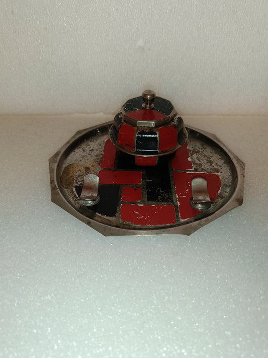 Antico Calamaio In Metallo Da Restaurare