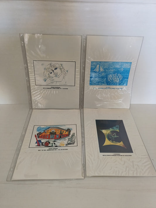 4 Targhe In Plastica Flessibile Su Cartoncino Vintage