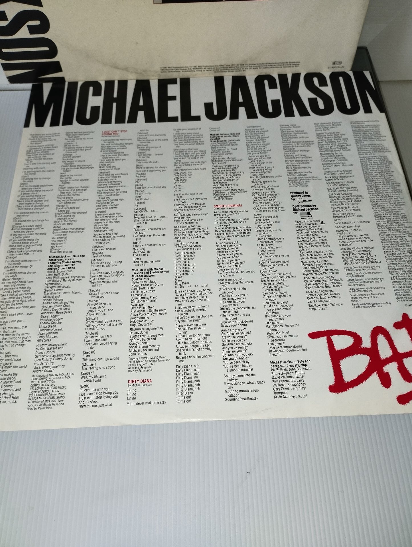 Bad Michael Jackson Lp 33 Giri
Edito nel 1987 da Epic Cod.EPC 450290 1