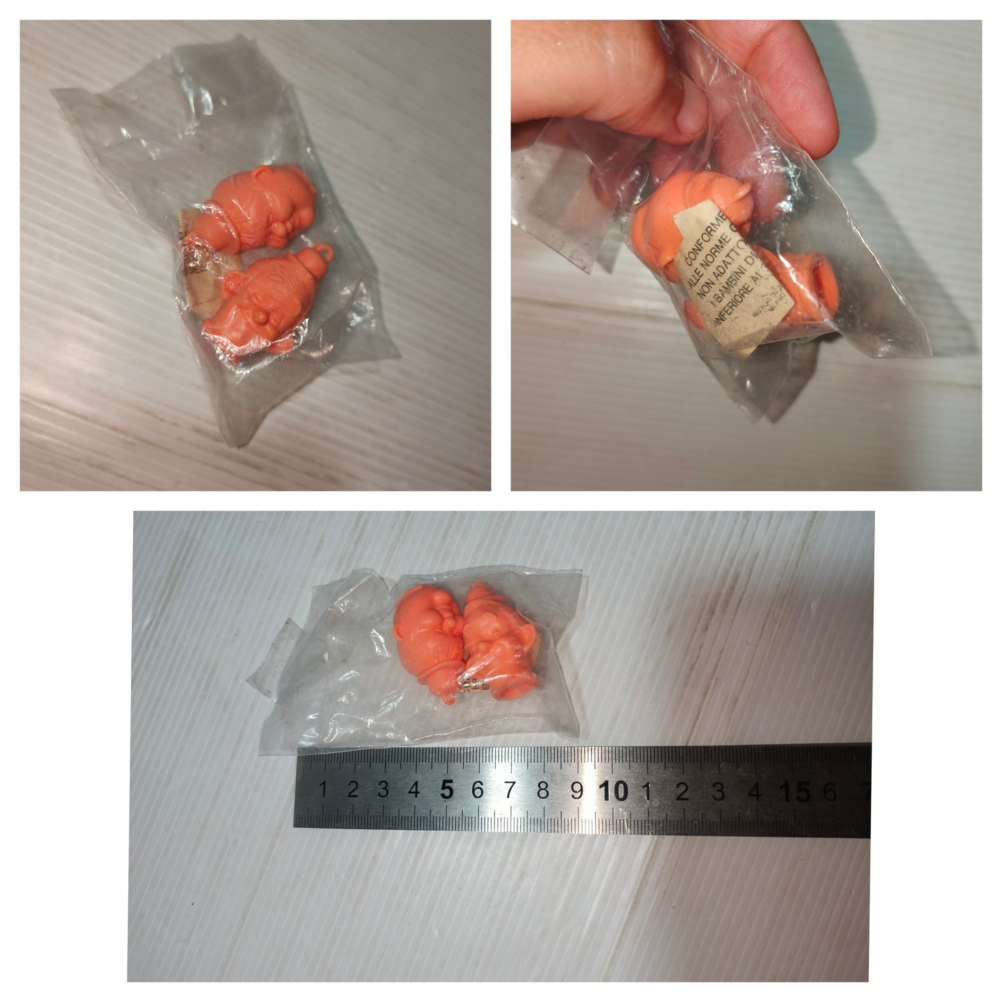 Rare Sorpresine personaggi Stanlio e Ollio in plastica anni 60 Res Plastic