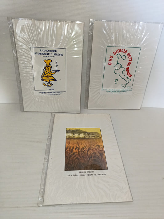 3 Targhe In Plastica Flessibile Su Cartoncino Vintage