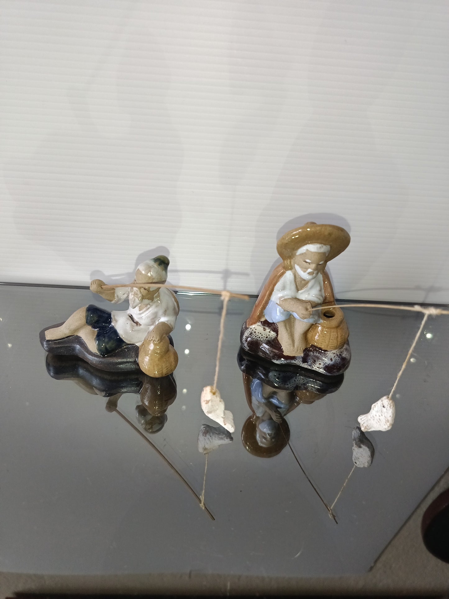 2 Statuine Pescatori Orientali In Ceramica smaltata
Vintage