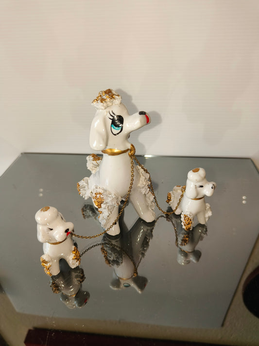 Soprammobile cagnolini barboncini in ceramica anni 50