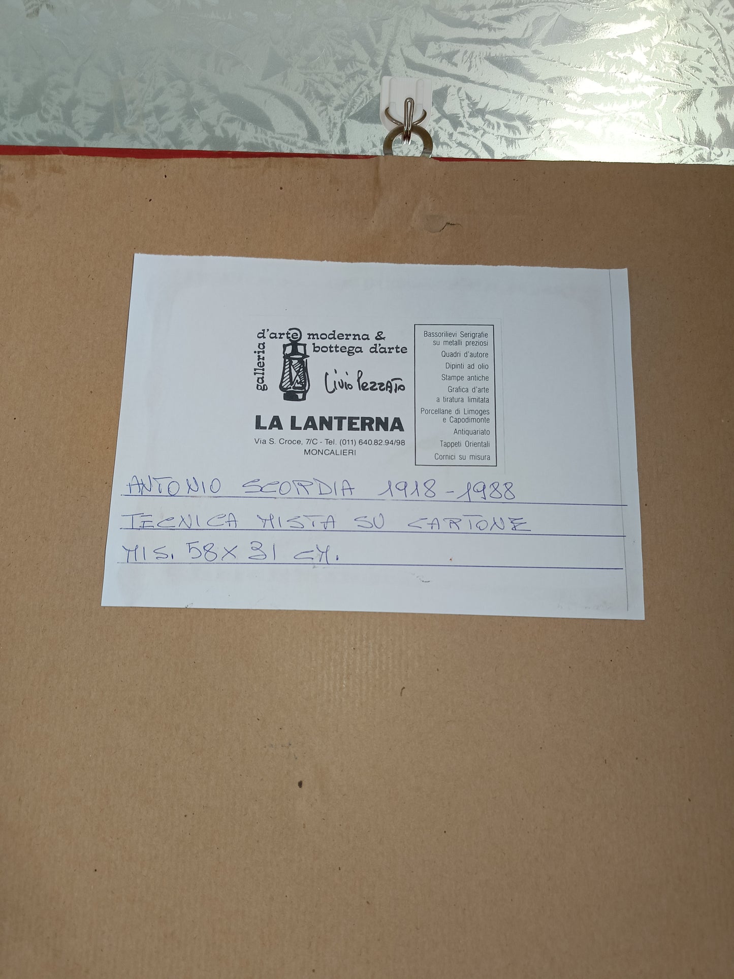 Antonio Scordia ( 1918/1988)
Dipinto Tecnica Mista su cartone
Misure 58 x31 Cm