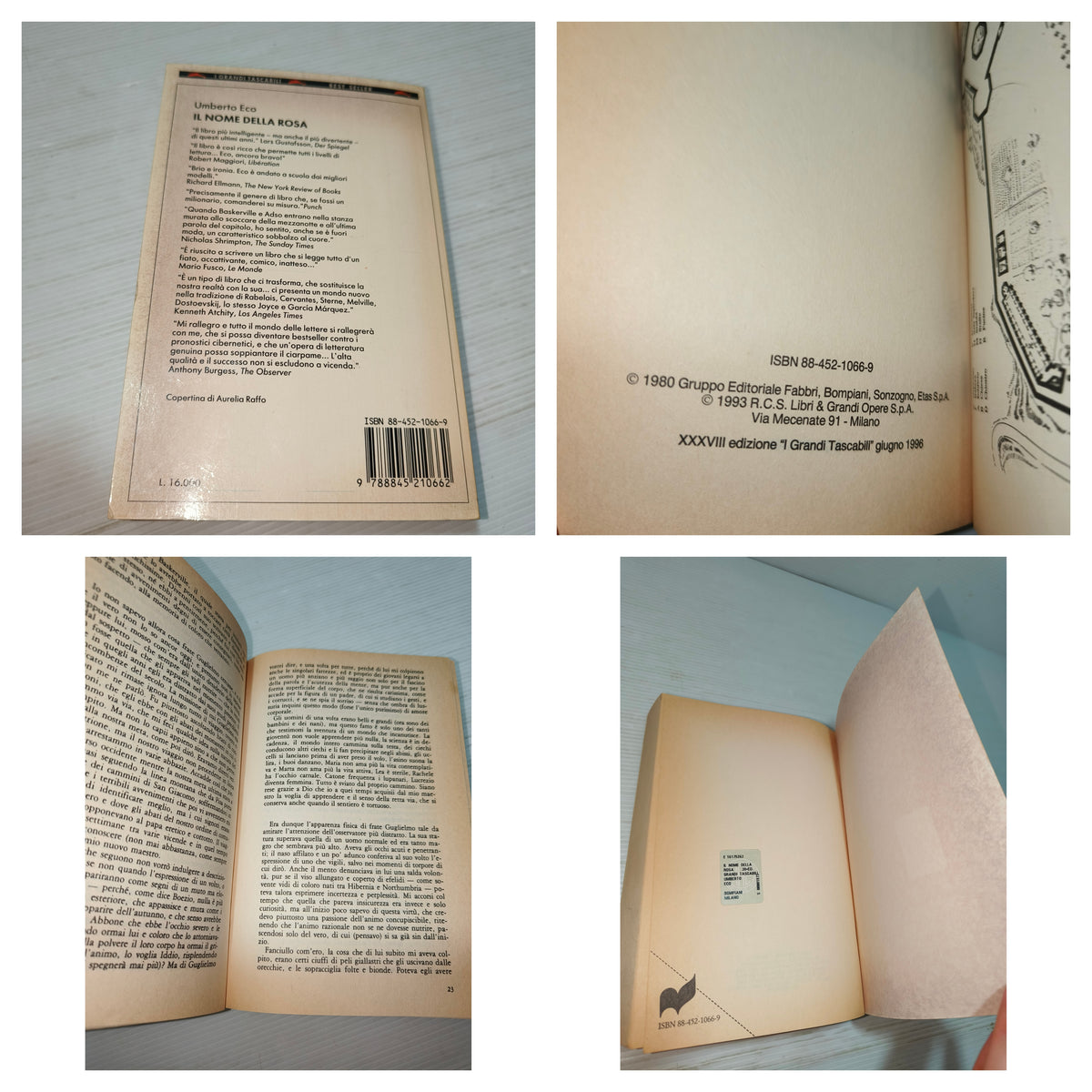 Libro Il Nome Della Rosa U. Eco, Bompiani 1996
