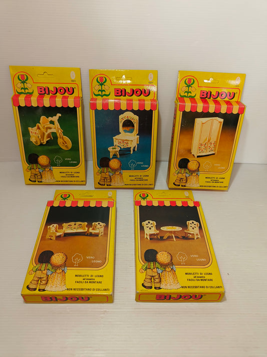 Mobiletti di legno Bijou Ceppi Ratti, anni 70