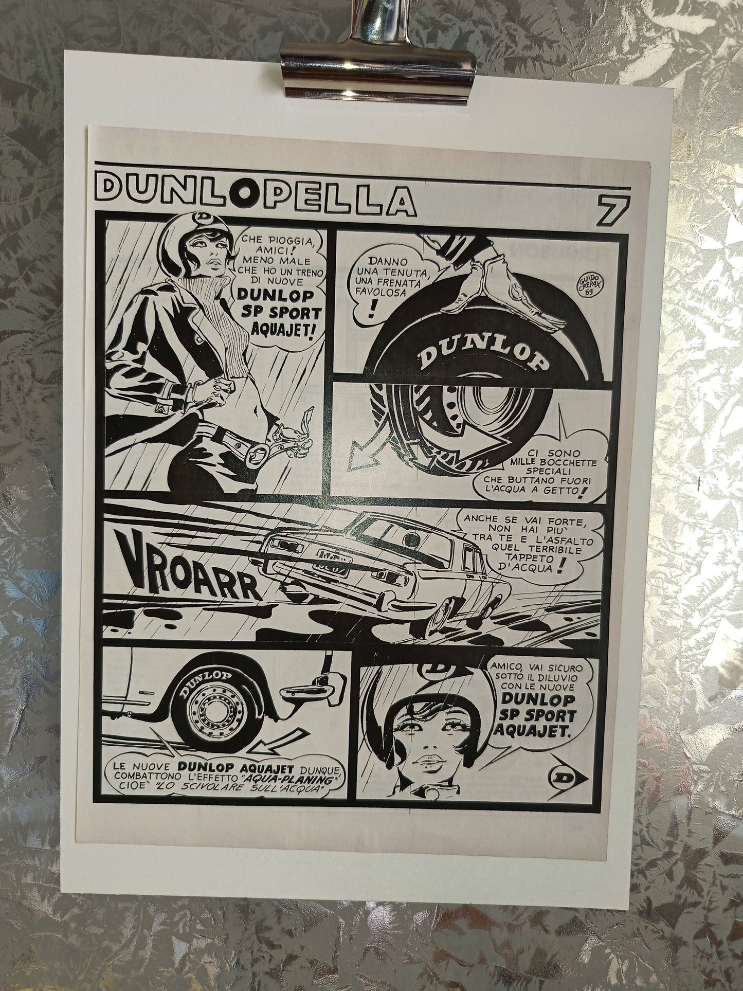 Dunlop Aquajet Guido Crepax Locandina
Rifilata Da Rivista D'epoca Su Cartoncino