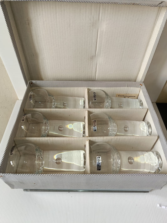 6 Bicchieri In Cristallo Con Bolla Fatti A Mano Vintage
