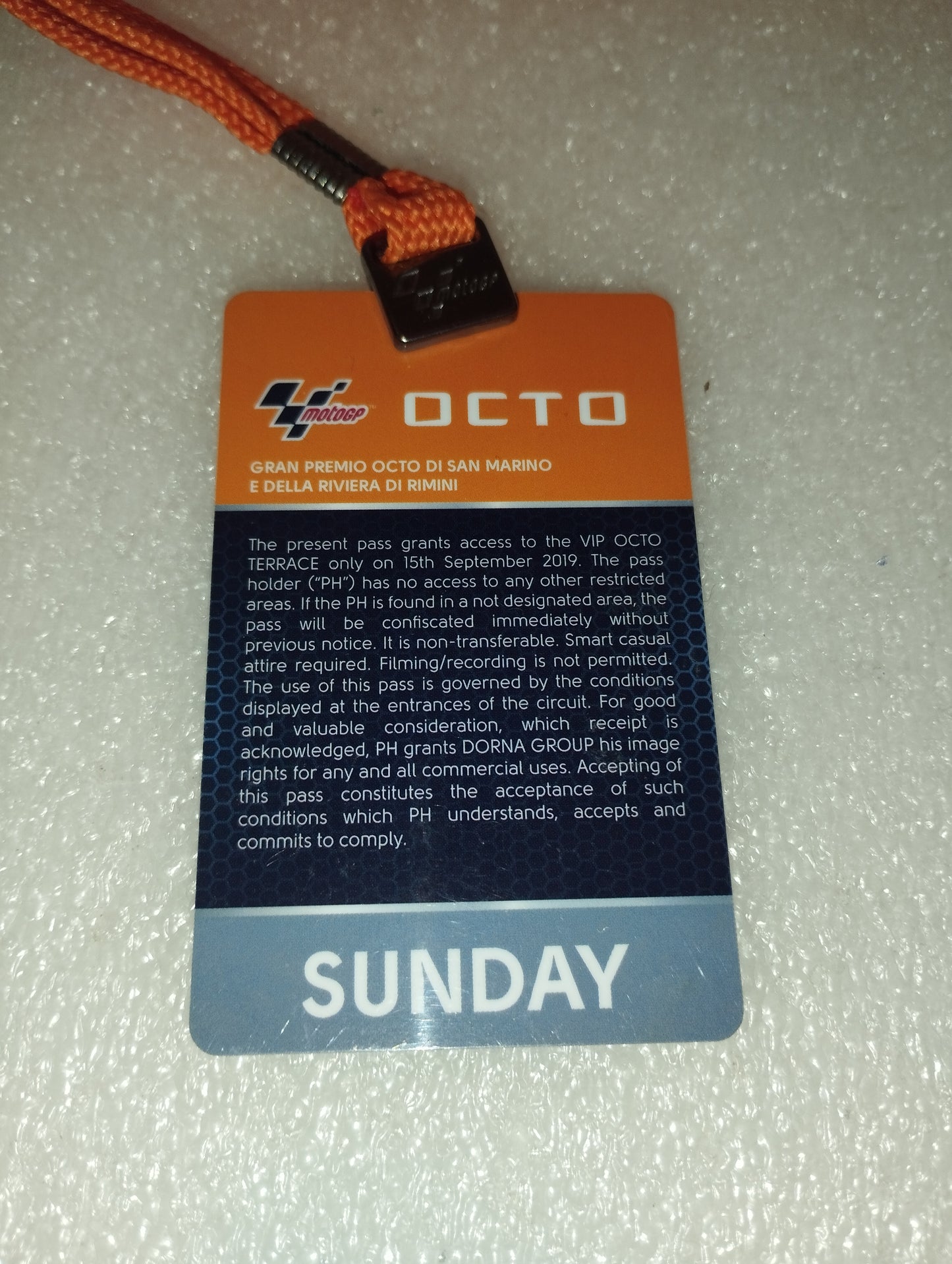 Pass Moto GP Gran Premio Octo Di San Marino e della Riviera di Rimini
Sunday 15 Settembre 2019
Vip Village
