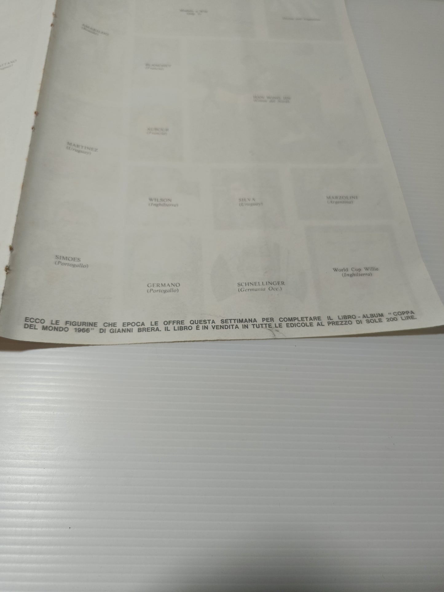 Inserto Figurine Coppa Del Mondo 1966 Rivista Epoca Anni 60