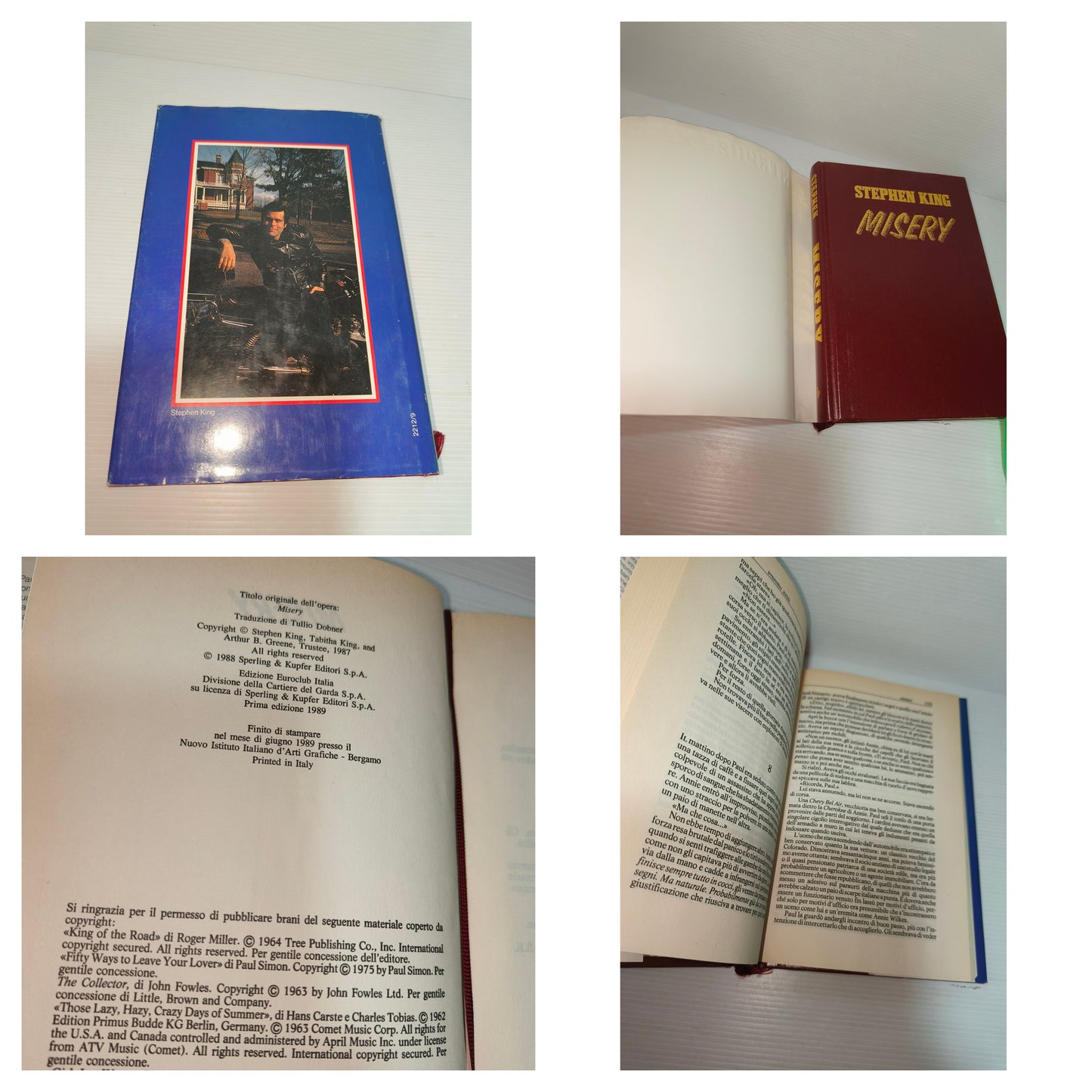 Libro Misery Stephen King, 1^ediz. 1989