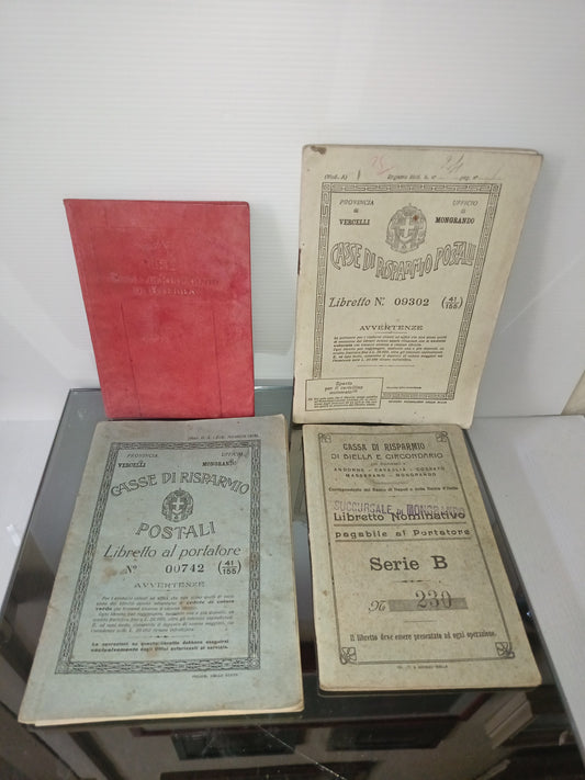 4 Libretti Di Risparmio D'epoca