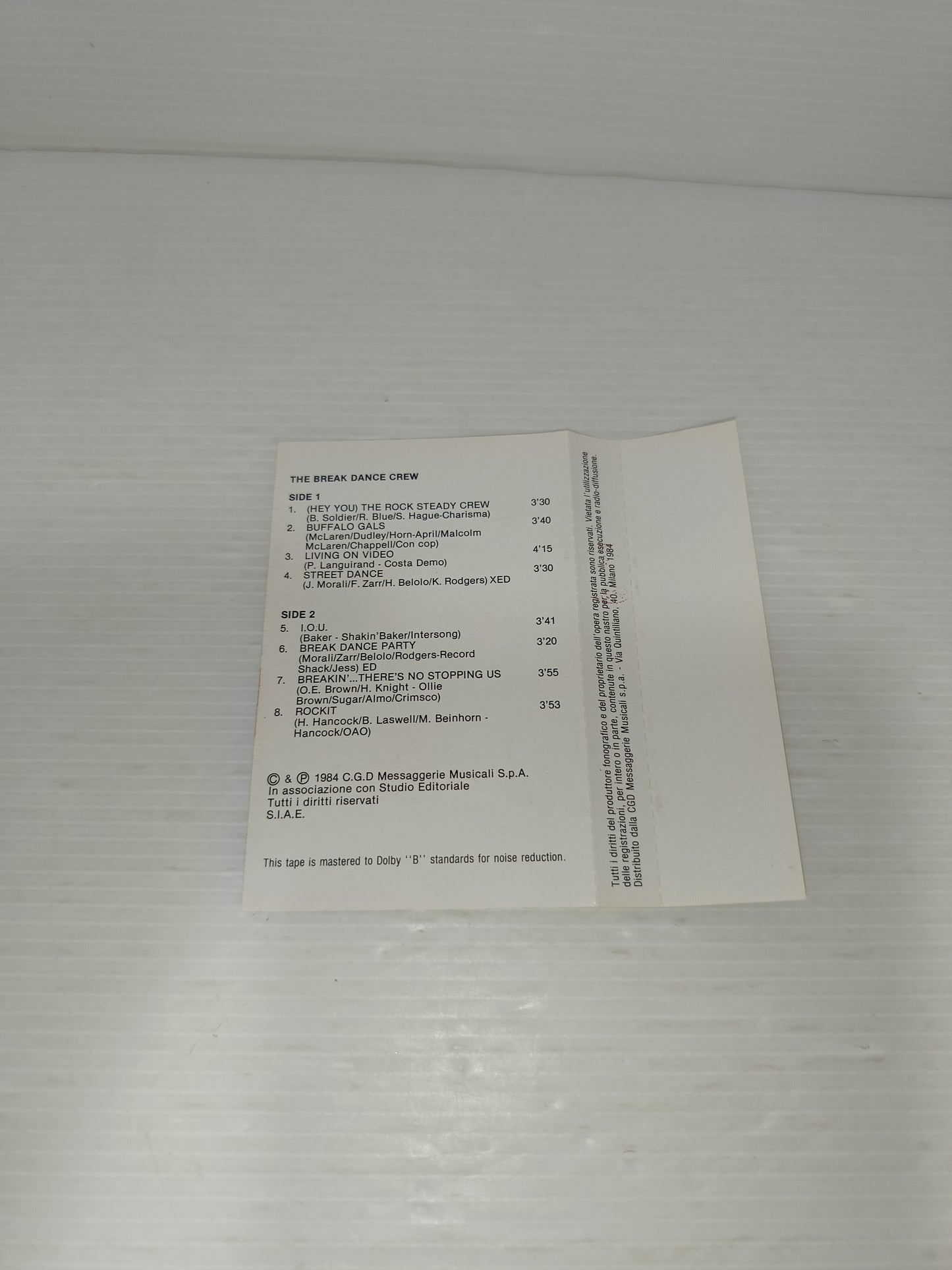 The Break Dance Crew Musicassetta
Edita nel 1984 da CGD