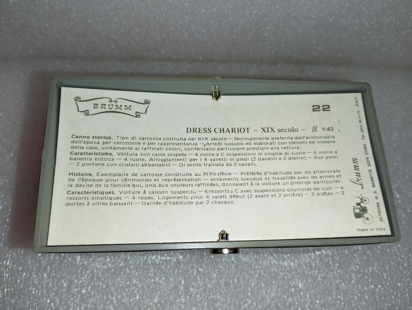 Carrozza Dress Chariot XIX Secolo
Prodotto da Brumm
