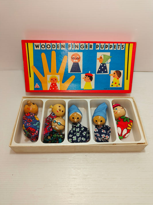 Gioco Marionette da dito in legno anni 60-70, LEGGI