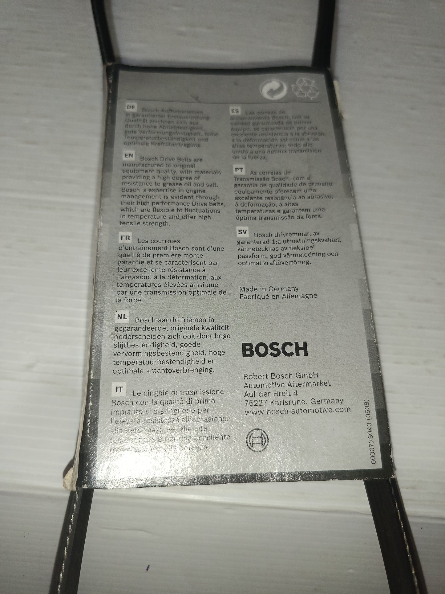 Bosch Cinghia Trapezoidale Nervata 3 EPK 885
Cod.1987946108