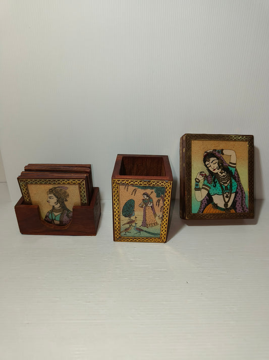 Lotto oggetti indiani in legno, LEGGI DESCRIZIONE